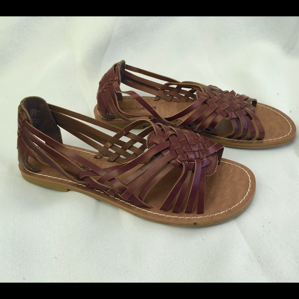 American Eagle brown leather huarache sandals, never worn! Size 7
